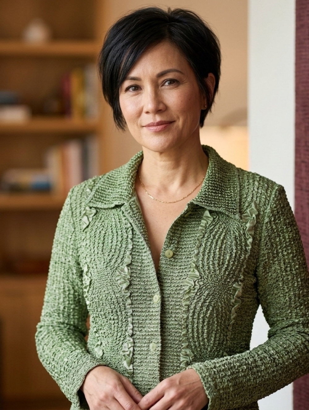 Textured Green Button-Up Jacket